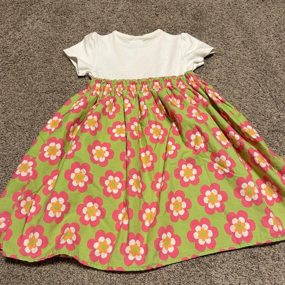 Gymboree Girls 5‎ Floral Dress Pink Green Flower Short Sleeve Spring